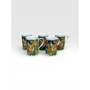 4 Dunoon Burma Tropical TIGER Stoneware Mugs Ruth Boden Made in Scotland